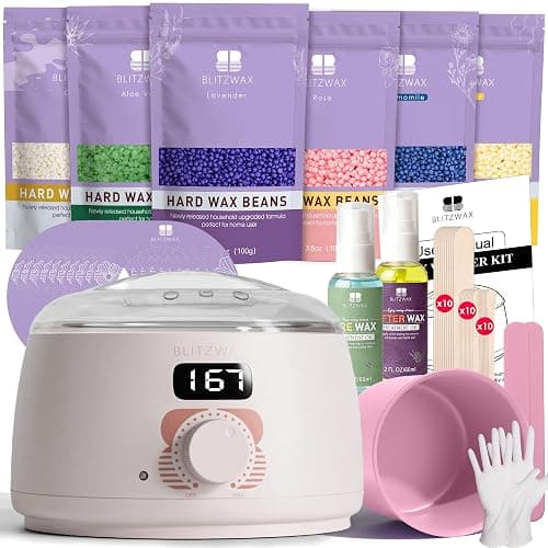 BLITZWAX Waxing Kit for Women, Brazilian Bikini Wax Warmer 6 Pack Home Use | 6 Bean Packs, Quick Heating Pot, Face Legs Body Underarms, Beginner Friendly, At Home Salon Smooth Routine, Easy Melt, Pro - Image 1