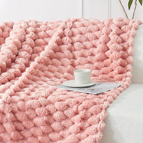 Whale Flotilla Fleece Throw Blanket for Couch or Bed, Luxury 3D Jacquard Super Soft Lightweight Summer Spring Blanket, Cozy Fluffy Plush Decorative Sofa Blankets, 50x60 Inch, Pink thumbnail 5