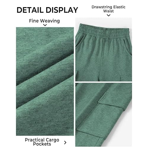 Girls Cargo Pants Sweatpants Athletic Jogger Pants Elastic Waist Baggy Trousers Wide Leg Cargo Sweatpants with Flap Pockets thumbnail 7