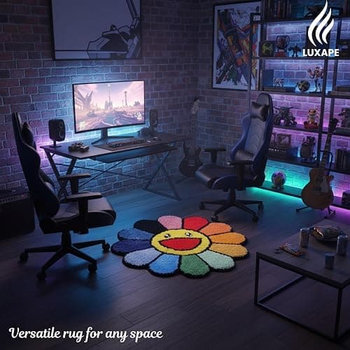 LUXAPE Murakami Rug - Handmade & Premium- 28in (70cm) - Hypebeast Decor - Hypebeast Room - Living Room, Bedroom, Children Bedroom, Door mat - Aesthetic Room Decor - Luxape Rugs (Luxape-A2) thumbnail 2