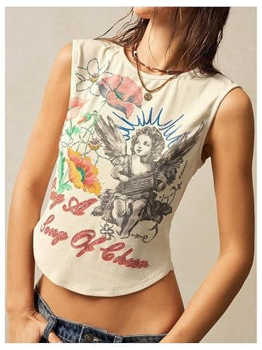 SOLY HUX Women's Y2k Graphic Crop Tank Top Sleeveless Vintage Shirt Fairy Grunge Clothes thumbnail 5