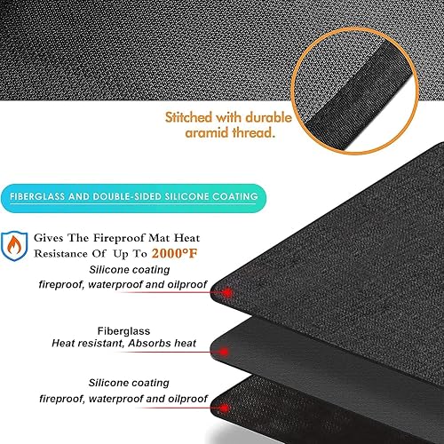 UBeesize Large 65 x 48 inches Under Grill Mat for Outdoor Grill,Double-Sided Fireproof Grill Pad for Fire Pit,Indoor Fireplace Mat Fire Pit Mat,Oil-Proof Waterproof BBQ Protector for Decks and Patios thumbnail 3