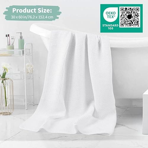 MICROFI New Microfiber Waffle Bath Towels, 2 Pieces, Oversized, Soft, Absorbent, Fast Drying, Lint Free 430 GSM (30''x60''/76cm x 152cm) thumbnail 5