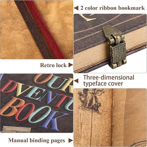 Our Adventure Book Travel Diary Photo Book, Scrapbook, Photo Album - Retro Vintage Souvenirs, DIY Guestbook for Anniversary, Wedding, Travel Writing, Baby & Friend Gifts, Heartfelt Present (Ball) thumbnail 4