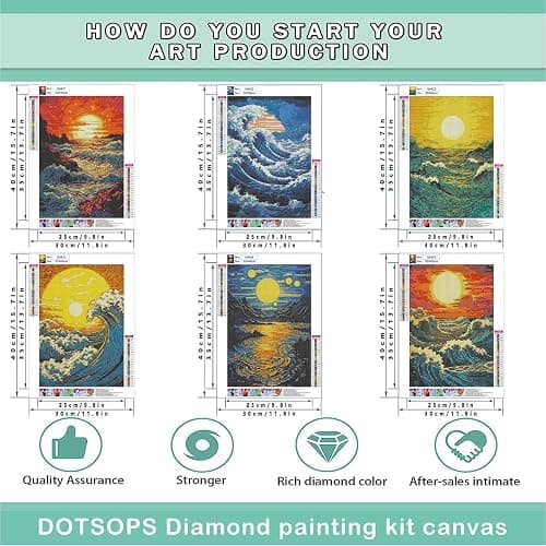 DOTSOPS Diamond Painting Kits Art Adults Painting Kit Crafts DIY 5D Diamond Art Packs Kits Full for Adults Beginner Home Wall Decoration Gift 11.8x15.7 Inches (6 Pack Great Wave) thumbnail 2
