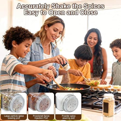 JARXSUN Glass Spice Jars with Label, 24Pcs Spice Jars with Shaker Lids-4 oz Gold Spice Seasoning Jars Bottles Containers Set for Spice Rack (24) thumbnail 5