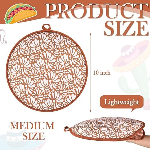 Honeydak 2 Pcs 10 Inch Tortilla Warmer Pouch, Mexican Talavera Pottery Terracotta Pattern Microwavable Insulated Cloth Pouch for Tortillas, Tacos, Naan, and Pizza Rolls thumbnail 3