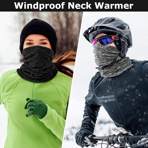 2 Pieces Winter Neck Warmer Gaiter Fleece Ski Neck Scarf Warm Windproof Balaclava Cold Weather Scarf Tube Cover Bandanas for Men Women Winter Motorcycle Skiing Running Cycling thumbnail 6