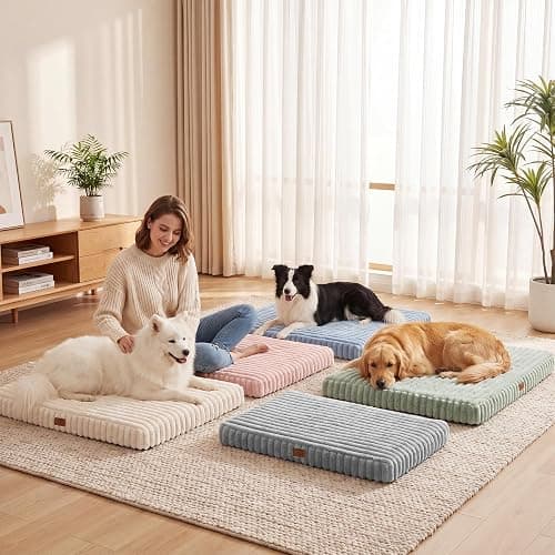 Orthopedic Dog Bed for Extra Large Dog, Waterproof Pet Bed for Crate,Non-Slip Bottom and Egg-Crate Foam with Removable Washable Cover Crate Bed,Cream,41"x27"x4" thumbnail 9