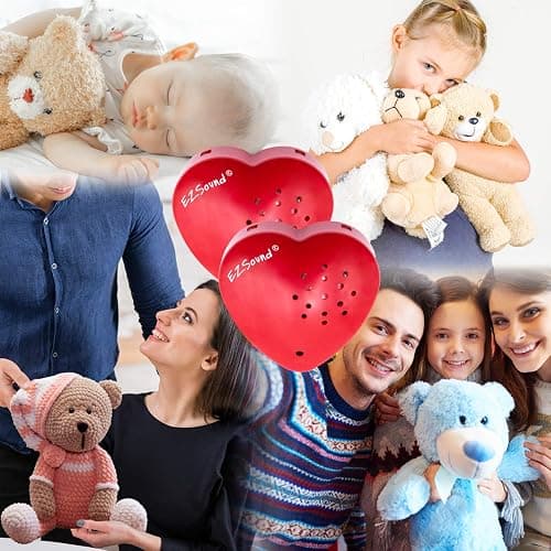 EZSound Voice Recorder for Stuffed Animal | 2 Pack - 30 Seconds Push Button Sound Recorder | Create Heartbeat Bear for Newborn | Personal Voice Message Recordable Sound Module for Toys (Red) thumbnail 4