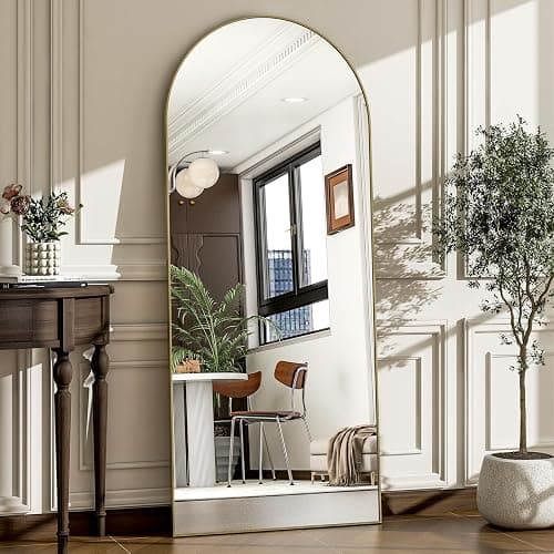WISSMIELS 57" x 20" Arched Full Length Mirror - Wall Mounted/Floor Mirror Aluminum Alloy Frame Full Body Mirrors for Bathroom Living Room Bedroom and Entryway,Gold - Image 1