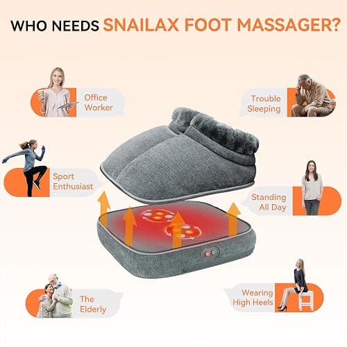 Snailax Shiatsu Foot Massager with Heat, Electrick Foot Massager Machine for Neuropathy, Plantar Fasciitis, Feet Warmers for Women,Men, Foot Heater Under Desk, Size 13 thumbnail 9