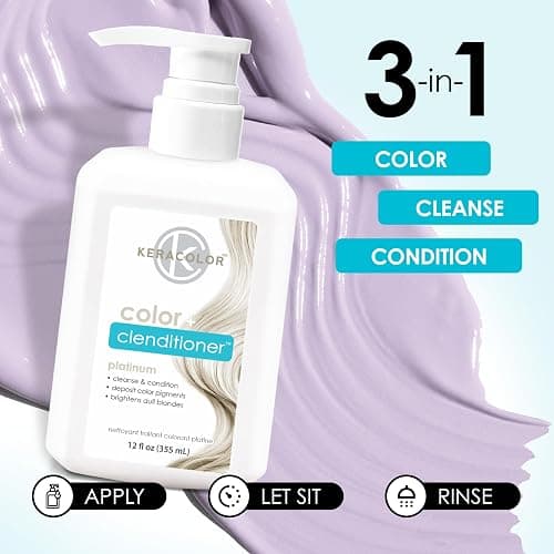Keracolor Color + Clenditioner 3-in-1 Color-Depositing Conditioner, Gently Cleanses & Conditions, Semi-Permanent Hair Color, 23 Shades, 12 Fl Oz thumbnail 4
