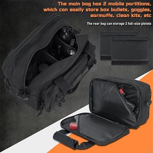 ITHWIU Pistol Case, Gun Range Bags For 2 Pistols 6 Magazines Carrying Shooting Bag with Lockable Zipper for Shooting Range Outdoor Hunting thumbnail 7