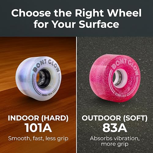 Bont Glow Light Up LED OUTDOOR Roller Skate Wheels – 62x35mm 83A | Pack of 4 | For Street and Recreational Skating (Pearl White) thumbnail 2