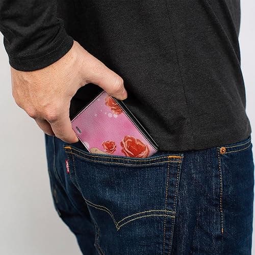 Crunchyroll Wallet, Bifold, Black Clover Sexy Yami Sukehiro Pose and Roses Pinks, Vegan Leather thumbnail 5