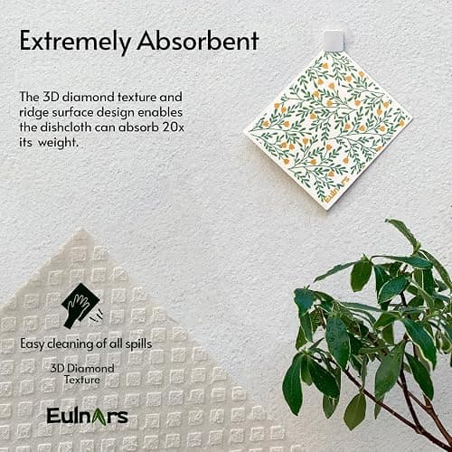 Eulnars Swedish Dishcloths for Kitchen, 8 Pack Green Reusable Paper Towels with Clips, Non-Scratch Swedish Kitchen Towels, Super Absorbent Cellulose Sponge Cloths, Dishwasher Safe, No Odor thumbnail 5