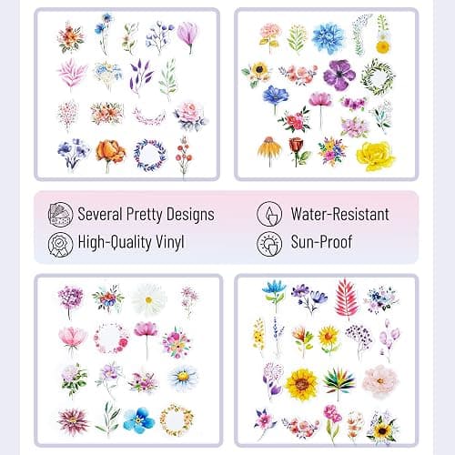 Mr. Pen- Floral Stickers Laptop, 74 pcs, Stickers for Water Bottles thumbnail 3