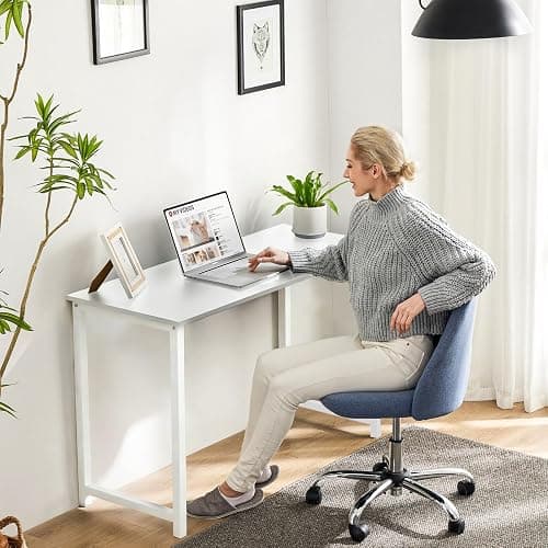 Sweetcrispy Computer Small Desk, 32 Inch Office Writing Work Study Student Home Bedroom Table with Metal Frame Wooden Tabletop No Wheels - White Wood thumbnail 4