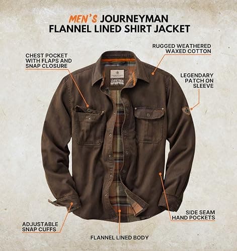 Legendary Whitetails Men's Flannel Lined Shirt Jacket Waxed Cotton Water Resistant thumbnail 4