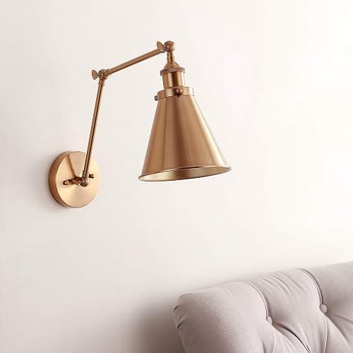 JONATHAN Y JYL7461A Rover 7" Farmhouse Industrial Adjustable Arm Metal LED Wall Sconce Rustic Bohemian 2700K LED 4W Bulb for Entryway Lobby Kitchen Bathroom Bedroom Living Room Hallway, Brass Gold thumbnail 2