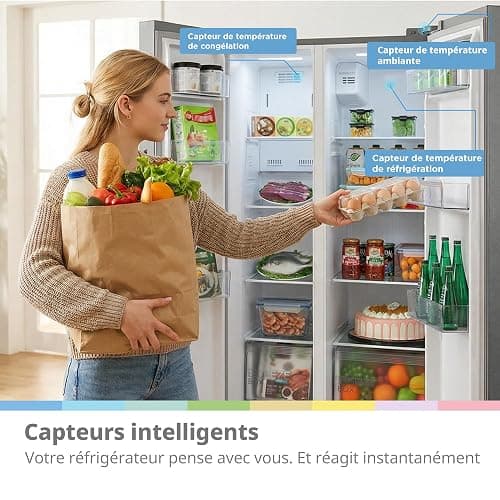 Comfee RCS536LS01EU(E) Réfrigérateur Combiné No Frost De 553 Litres, 347 L Pour Le Réfrigérateur + 206 L Pour Le Congélateur, Double Porte, Sans Givre, Efficace, Spacieux Pour La Famille, Blanc thumbnail 5