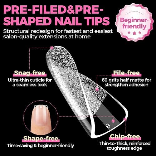 UNA GELLA Square Nail Tips Extra Short 504pcs Fake Nails Pre-shaped | XS Short Square Press on Nails Gel Tips Full Cover Acrylic Nails False Nails for DIY Salon 12 Sizes thumbnail 5