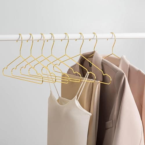 17.7" Strong Metal Wire Clothes Hangers, Coat Hanger, Standard Suit Hangers, Metal Shirt Dress Hanger Rack, 30 Pack, Gold thumbnail 5