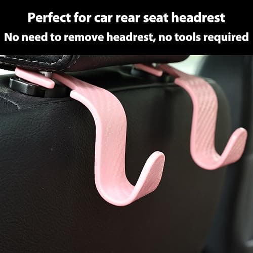 Toiyason Car Seat Headrest Hook Universal Vehicle Seat Hook Hangers Interior Storage Organizer for Purse Handbag Coats Umbrellas Grocery Bags 4 Pack Pink thumbnail 6