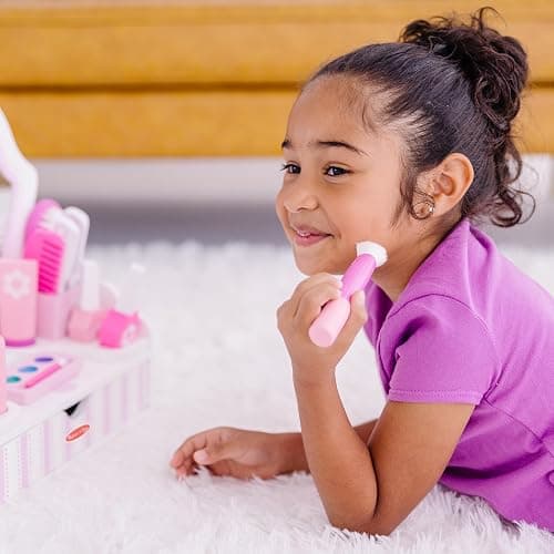 Melissa & Doug Wooden Beauty Salon Play Set, 18-Piece Vanity with Pretend Play Toys, Makeup, Mirror, Accessories & More, Preschool Toys for Girls & Boys Ages 3+ - FSC Certified thumbnail 8