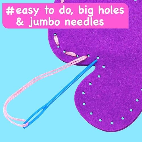 EZCRA Unicorn Sewing Kit for Kids Ages 4-8, 4 Easy Projects, No-Mess Learn-to-Sew Arts & Crafts with Felt Stickers for Beginners thumbnail 4
