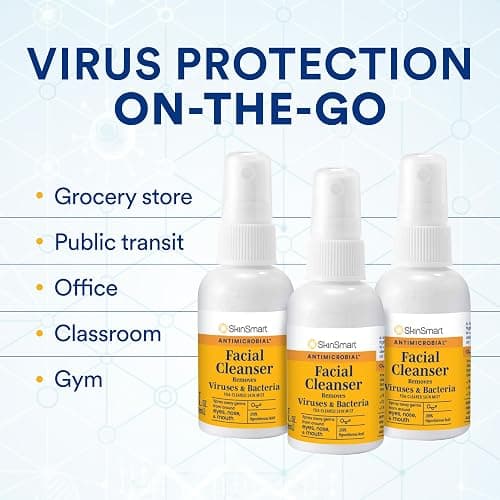 SkinSmart Antimicrobial Facial Cleanser Spray to Remove Viruses and Bacteria Around Eyes, Nose and Mouth, Fight Maskne, 2 oz Spray (3 Pack) Non-Irritating Hypochlorous Acid thumbnail 6