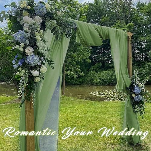 Wedding Arch Draping Fabric 2 Panels 20Ft Length x 28" Width Sage Green Arch Drapes Chiffon Fabric Sheer Curtains Backdrop for Party Bridal Decorations Wedding Ceremony Ceiling Stage Reception Decor thumbnail 8