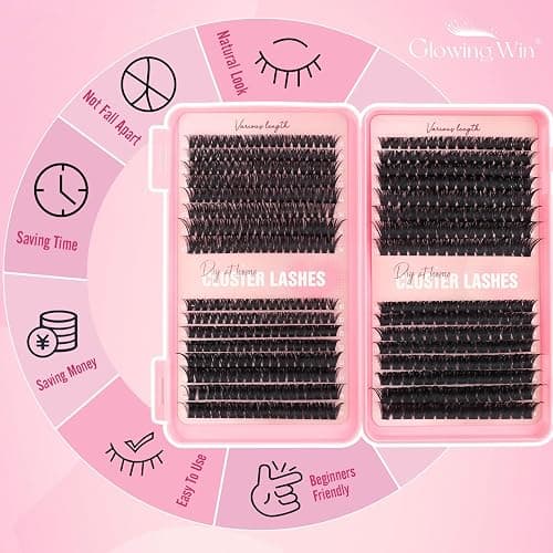 Glowing Win Wimpern Extensions 544 Stück Cluster Lashes 60D 100D 120D 150D Einzelne Wimpern Cluster 10-16mm volumen Wimpernverlängerung für DIY zu Hause thumbnail 6