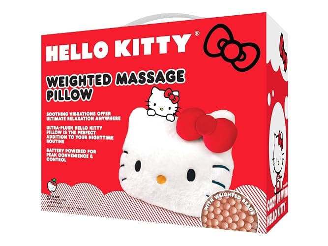Hello Kitty Weighted Massage Pillow – Ultra-Plush Fabric, Soothing Vibrations, Battery Powered for Relaxation & Comfort – Perfect for Nighttime Routine or On-The-Go Use - Red thumbnail 5