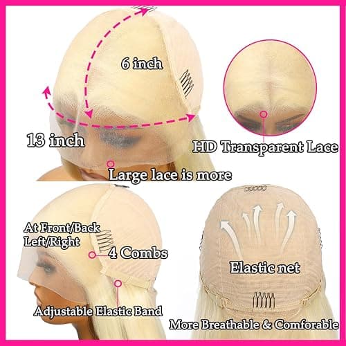 NICILK 613 13x6 Lace Front Wig Human Hair 20 Inch 200 Density Straight Lace Frontal Wig Pre Plucked With Baby Hair thumbnail 3