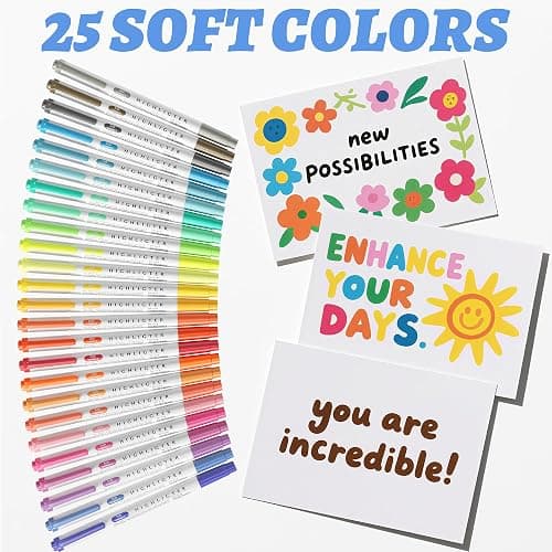 Zmcik Double Ended Highlighters with Soft Chisel Tip, 25-Pack Quick Dry Assorted Colors, Pastel Highlighters Set for School/Office Journaling, Bible Assorted Colors thumbnail 4