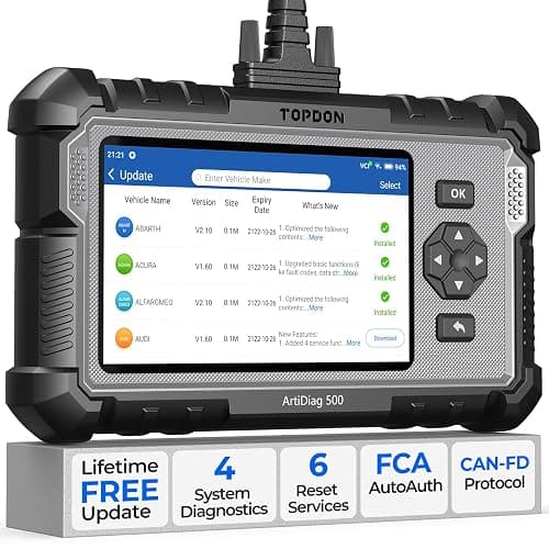 TOPDON ArtiDiag500 4 System OBD2 Scanner, Scan Tool with 6 Reset Service | Oil/Throttle/SAS/TPMS/BMS/EPB Reset, Car Check Engine Code Reader for ABS/SRS/Engine/Trans, FCA, CANFD, Lifetime Free Update - Image 1