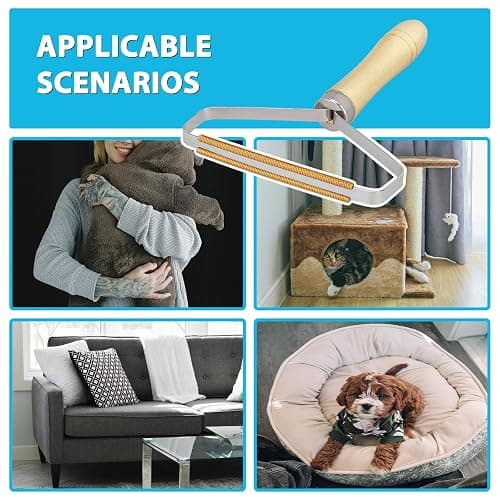 Eaersan 3 in 1 Carpet Rake Kit for Pet Hair Removal Tool - 45” Adjustable Long Handle Pet Hair Remover, Reusable Carpet Scraper Dog Cat Deep Hair Cleaner Remover Tool for Rugs, Mats, Couch, Furniture thumbnail 6