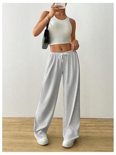 RoseSeek Women's Drawstring Waist Straight Streetwear Long Wide Leg Pants Casual Loose Baggy Workout Long Fall Sweatpants thumbnail 5