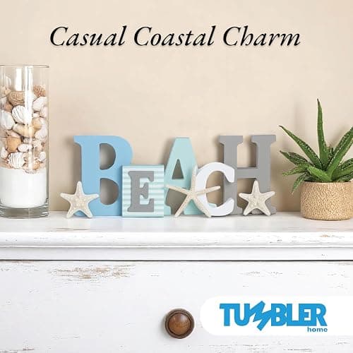 Wooden Beach Word Sign with Trio of Loose Starfish - Tropical Beach Home Decor thumbnail 5