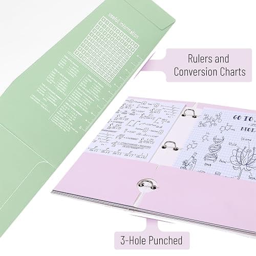 Mr. Pen- 4-Pocket Folders, 4 Pack, 12.5" x 9.5", Pastel Colors, Tear-Resistant Paper Folders with Pockets 3 Holes Punched, High Capacity, Includes Rulers and Conversion Charts for Binder Organization thumbnail 5