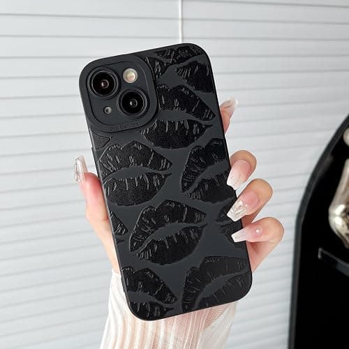 FLIRACON Black Lips Print Soft Phone Case Compatible with iPhone Case (Black,for iPhone 13) thumbnail 6