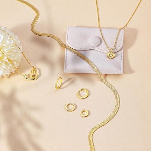 Freekiss 3 Pairs Gold Hoop Earrings Set: Dainty Stud Earrings Trendy Small 14K Gold Plated Hypoallergenic Dangle Cartilage Huggie Hoop Earrings for Women Gold Jewelry for Women Gifts thumbnail 9