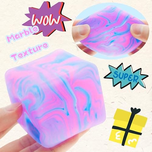 Stress Cube for Kid & Adults, Gel Filled Squishy Toys for Kids Stress Relief - High Density Squeeze Balls for Students Calming, Fidgets for Classroom Prize Toys thumbnail 4