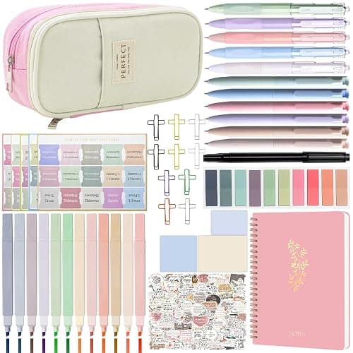 Bible Study Supplies Kit for Women – Pink Bible Cover, Notebook, Tabs, Highlighters, Pens, Pen Case – Christian Gifts for Students, Beginners, BibleAccessories for Journaling - Image 1