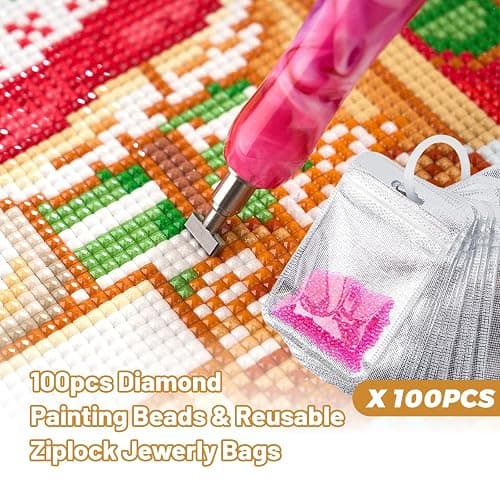 100pcs Diamond Painting Beads Storage Bags Reusable Ziplock Jewerly Bags for Diamond Art Jewelry Earring Craft Supplies DIY Projects(Silver) thumbnail 4
