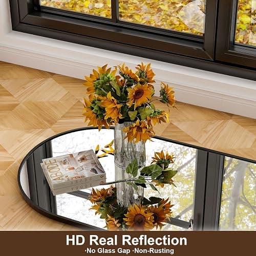 WISSMIELS 21" x 64"Arched Full Length Mirror - Wall Mounted Floor Mirror- Aluminum Alloy Frame Full Body Mirror for Bathroom Living Room Bedroom and Entryway Black thumbnail 3
