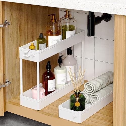 SPACEKEEPER Slim Rolling Storage Cart, 3 Tier Bathroom Storage Organizer Laundry Room Utility Cart Mobile Shelving Unit, Multi-Purpose for Kitchen Office Bathroom Laundry Narrow Places, White thumbnail 2