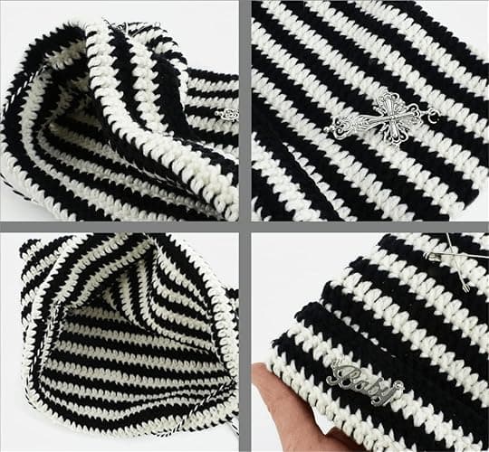 Crochet Hats for Women Vintage Beanies Women Fox Hat Grunge Goth Beanies Hat Y2K Accessories Slouchy Beanies for Women thumbnail 6
